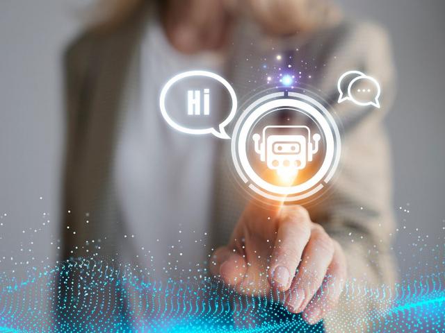 person touching a chatbot feature