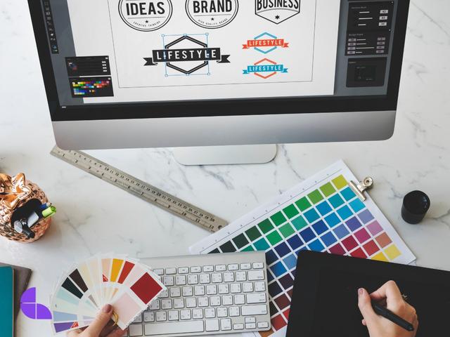 Graphic designer working on logo designer creative concept