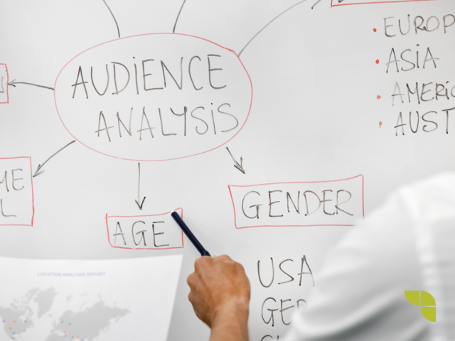 A board where a person is creating a audience analysis.