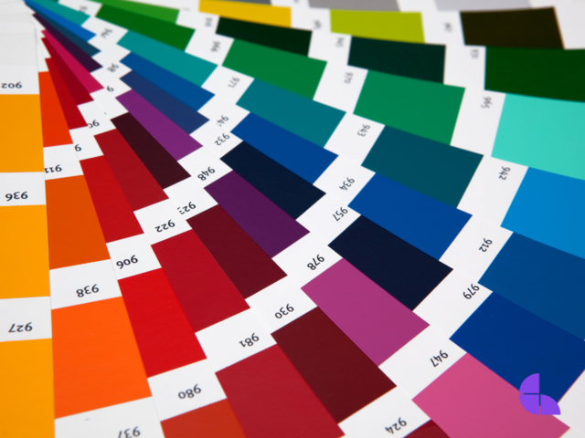 Several colour palettes with the numbers for each colour.