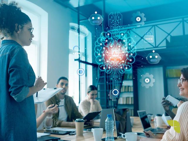 Person using AI tool in a meeting