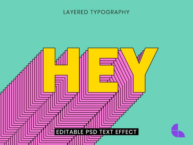 layered editable text effect template 3d typography